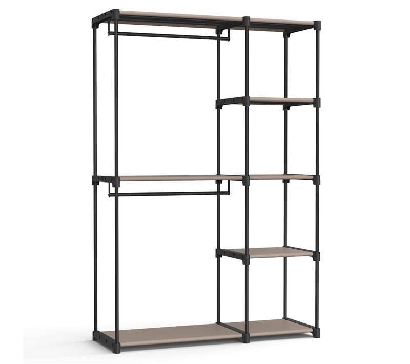 Armoire De Rangement, Avec Barres De Suspension, Organisateur, 43 X 124 X 182 Cm, Taupe