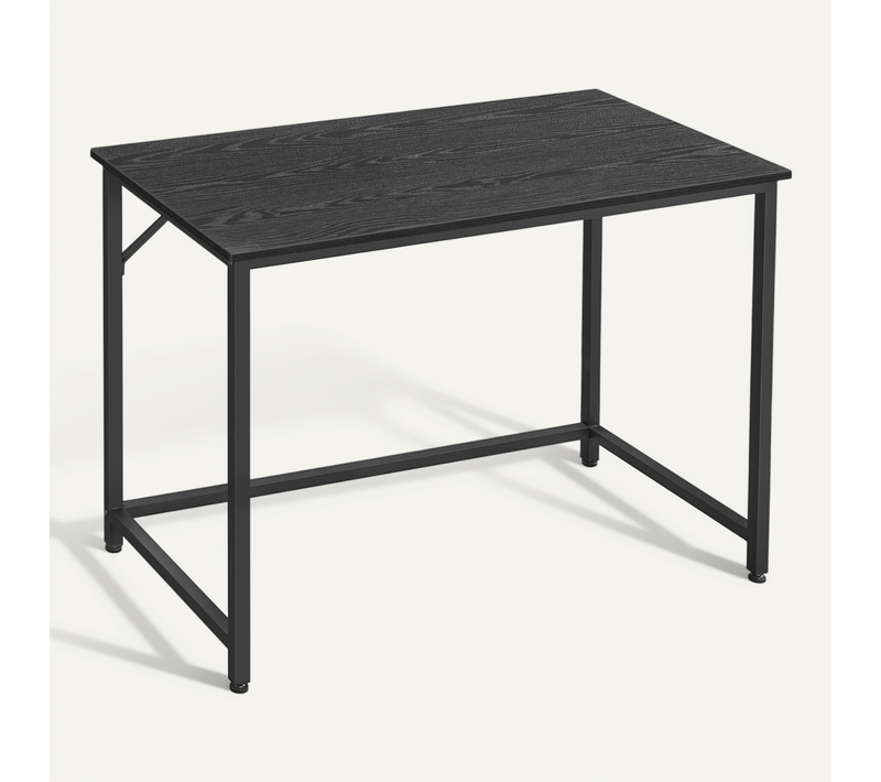 Bureau d'Ordinateur, Table, 100 x 50 x 76 cm, Cadre en Métal, Noir Boisé et Noir d'Encre