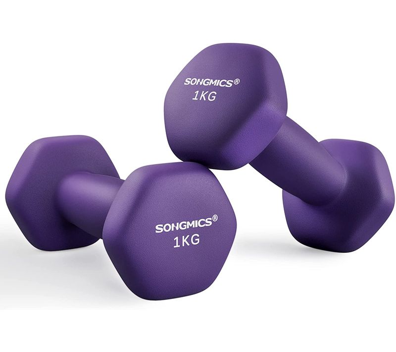 Lot De 2 Haltères,2 X 1 Kg,hexagonaux, Pour Salle De Sport, Domicile,violet