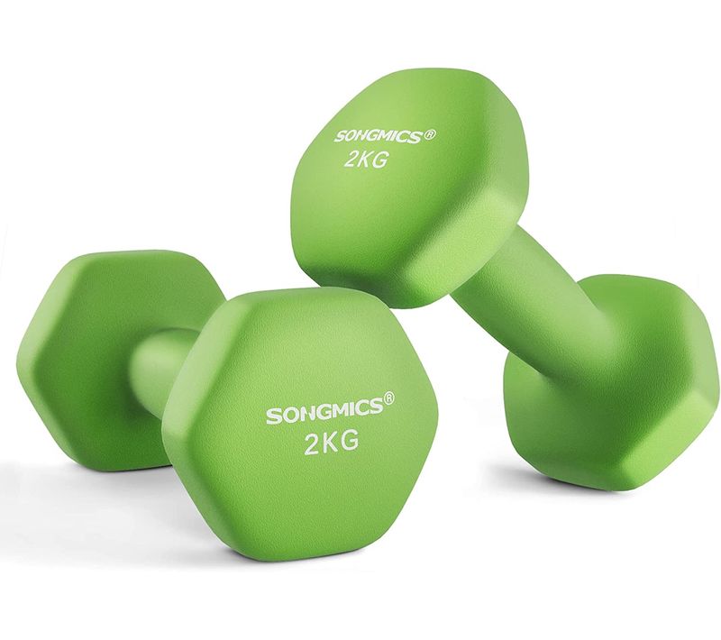 Lot De 2 Haltères,2 X 2 Kg,hexagonaux, Pour Salle De Sport, Domicile,vert
