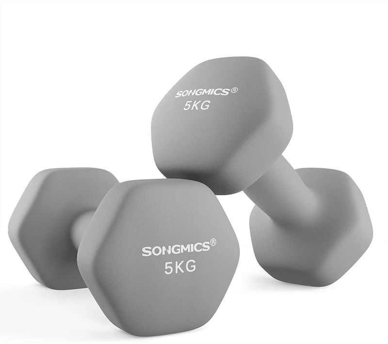 Lot De 2 Haltères,2 X 5 Kg,hexagonaux, Pour Salle De Sport, Domicile,gris