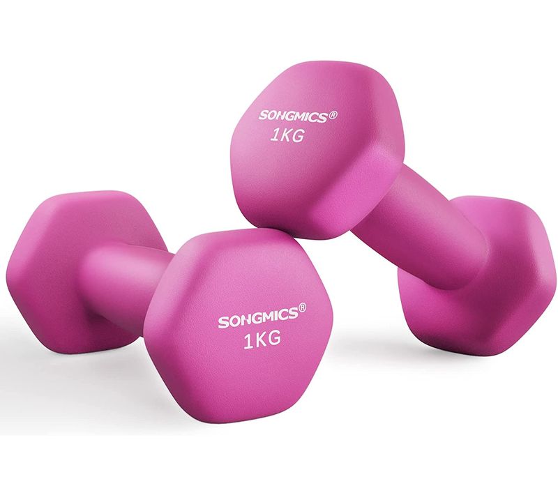 Lot De 2 Haltères,2 X 1 Kg,hexagonaux, Pour Salle De Sport, Domicile,rose
