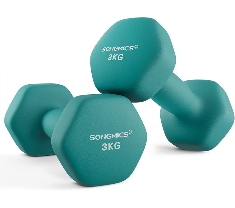 Lot De 2 Haltères,2 X 3 Kg,hexagonaux, Pour Salle De Sport, Domicile,vert Foncé