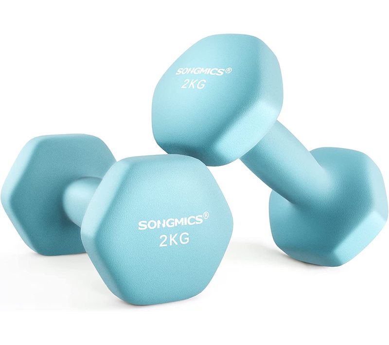 Lot De 2 Haltères,2 X 2 Kg,hexagonaux, Pour Salle De Sport, Domicile,bleu Clair