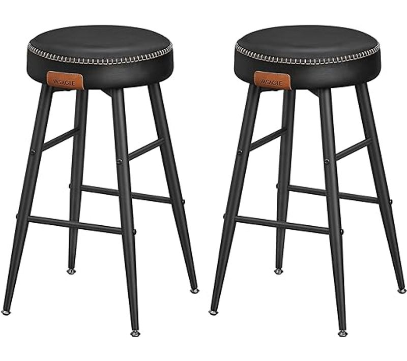 Collection Echo Tabouret De Bar, Lot De 2, Siège Haut, Pu, Hauteur Assise 63 Cm, Noir Pur