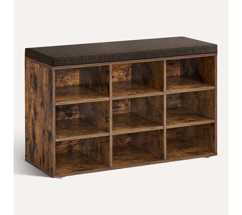 Banc à Chaussures, étagères Réglables, Pour Couloir Salon, 30,3 X 78,5 X 48 Cm, Marron Rustique