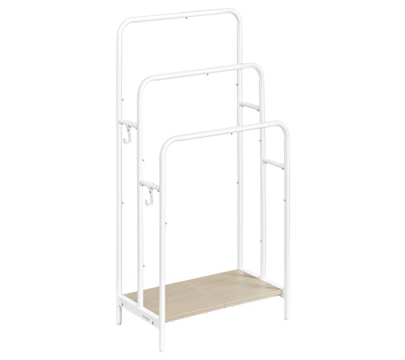 Porte Serviette Sur Pied, 50 X 30 X 100 Cm, Blanc Mat Et Beige Naturel