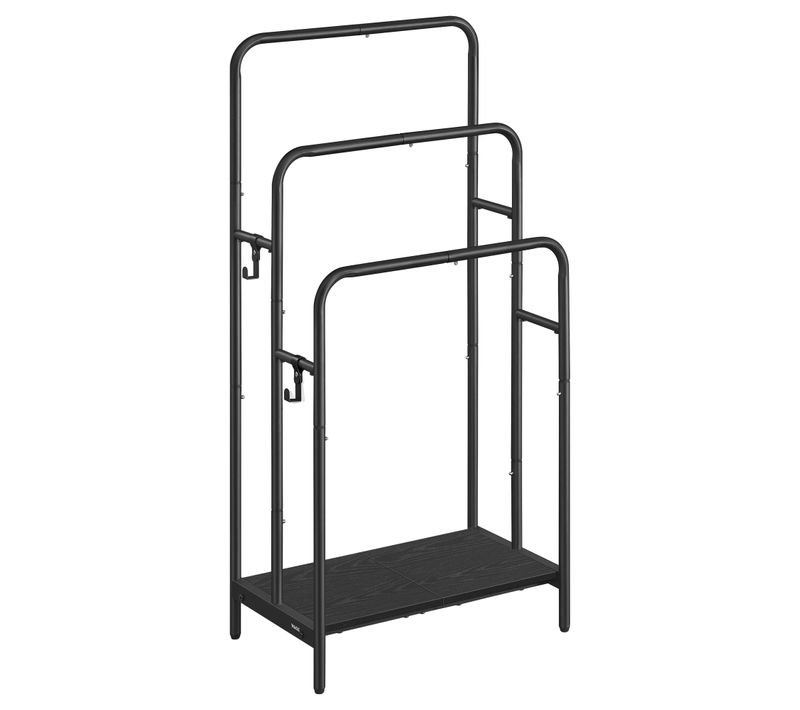 Porte Serviette Sur Pied, 50 X 30 X 100 Cm, Noir D’encre Et Noir Boisé