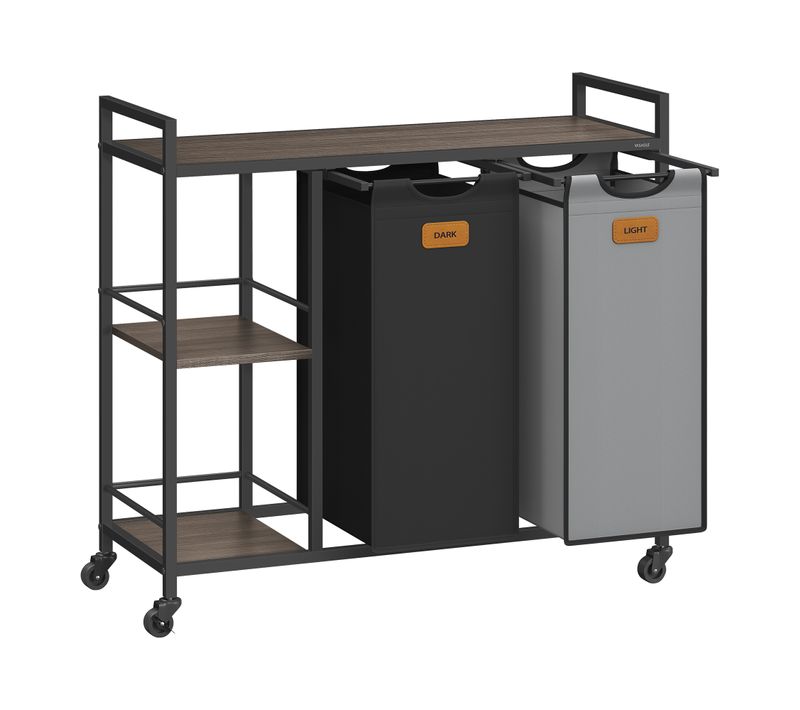 Panier à Linge, 100 L, Marron, Noir D'encre Et Gris Tourterelle