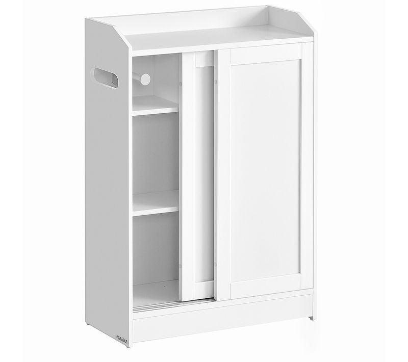 Meuble Wc, Portes Coulissantes, 20 X 60 X 80 Cm, Blanc Nuage