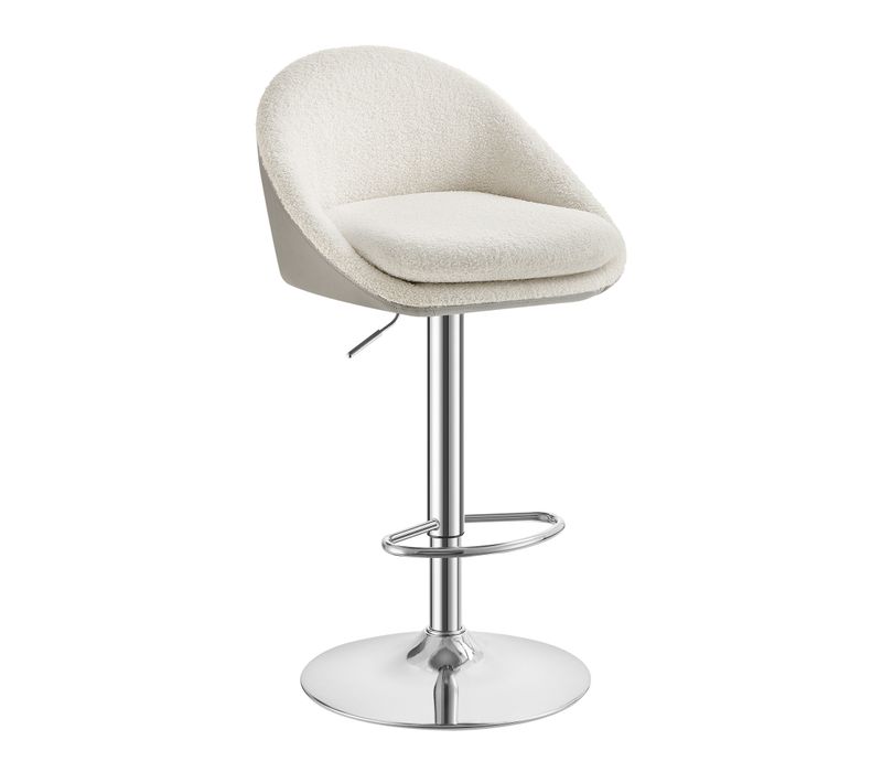 Tabouret De Bar, Lot De 2, Pivotant à 360°, Acier, Blanc Crème