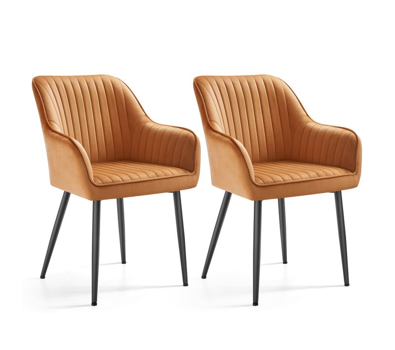 Chaise Salle à Manger, Lot De 2, Chaise De Cuisine, Fauteuil En Velours, Avec Accoudoirs