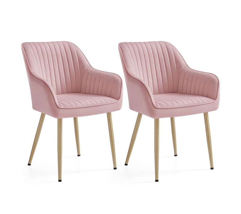 Chaise Salle à Manger, Lot De 2, Chaise De Cuisine, Fauteuil En Velours, Avec Accoudoirs