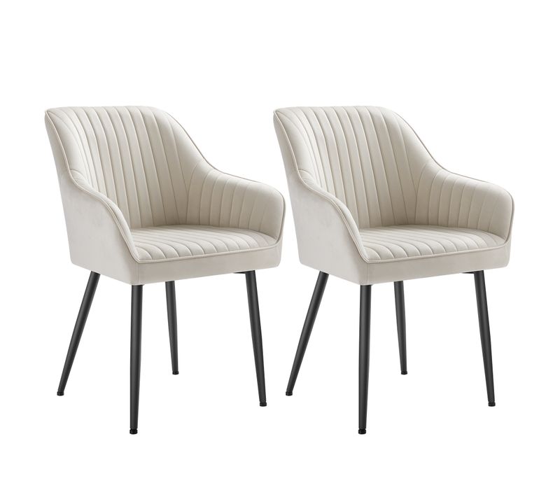 Chaise Salle à Manger, Lot De 2, Chaise De Cuisine, Fauteuil En Velours, Avec Accoudoirs