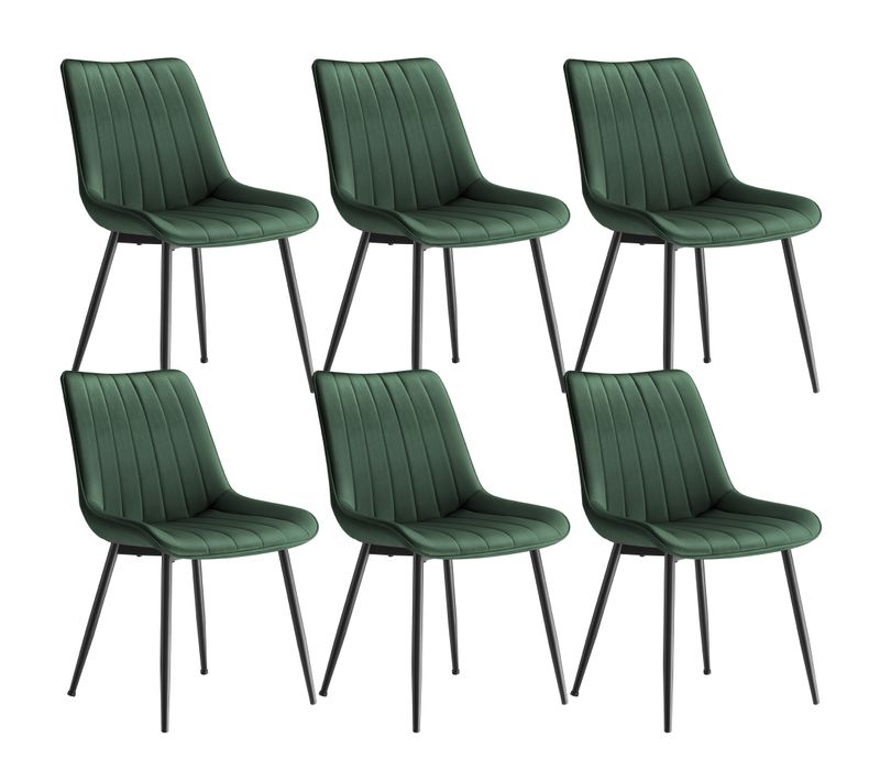Lot De 6 Chaises De Salle à Manger, Supportant Jusqu’à 120 Kg, Dossier Ergonomique, Vert Et Noir