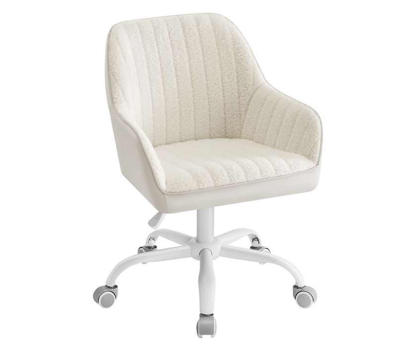 Chaise De Bureau, Fauteuil Pivotant, Beige Cappuccino Et Blanc Nuage