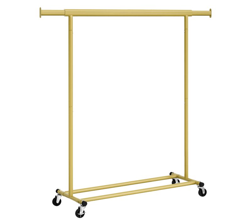 Portant à Vêtements Avec Roulettes, Tringle Extensible Pour Charge Lourde, Portable, Doré Clair