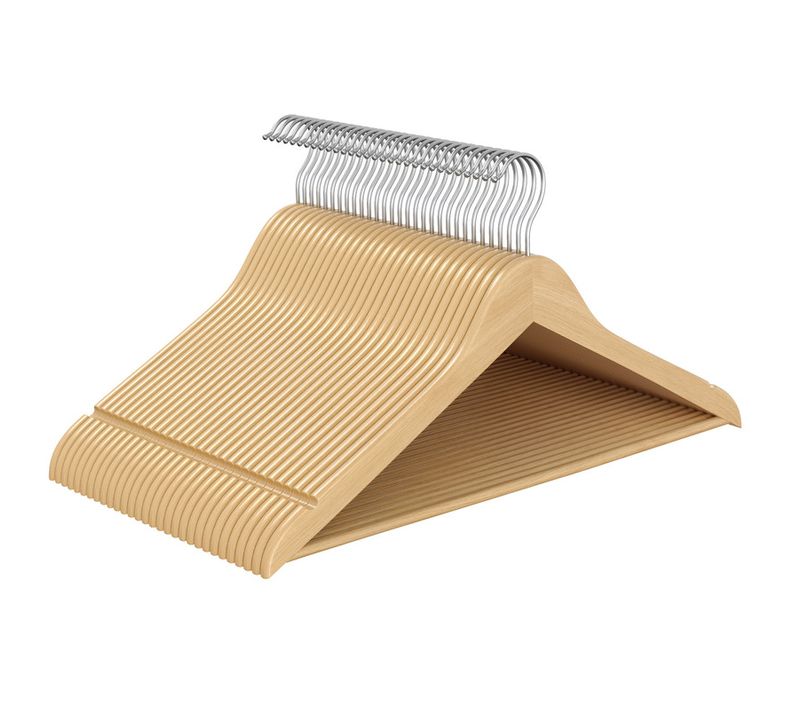 Cintres En Bois, Lot De 30, Fins, Avec Encoches, Crochet Pivotant à 360°, Veste, Naturel