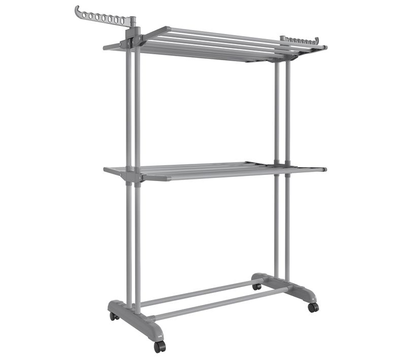 étendoir à Linge, Séchoir Mobile à 3 Niveaux, Pliable, Gris