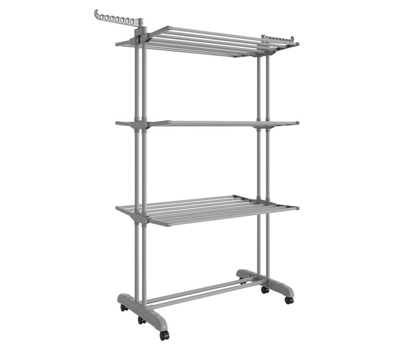 étendoir à Linge, Séchoir Mobile à 4 Niveaux, Utilisation Intérieure Et Extérieure, Gris Tourterelle
