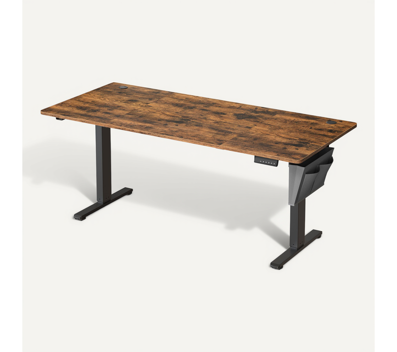 Bureau électrique Réglable En Hauteur, 180 X 80 Cm, Pour Bureau, Télétravail, Marron Rustique