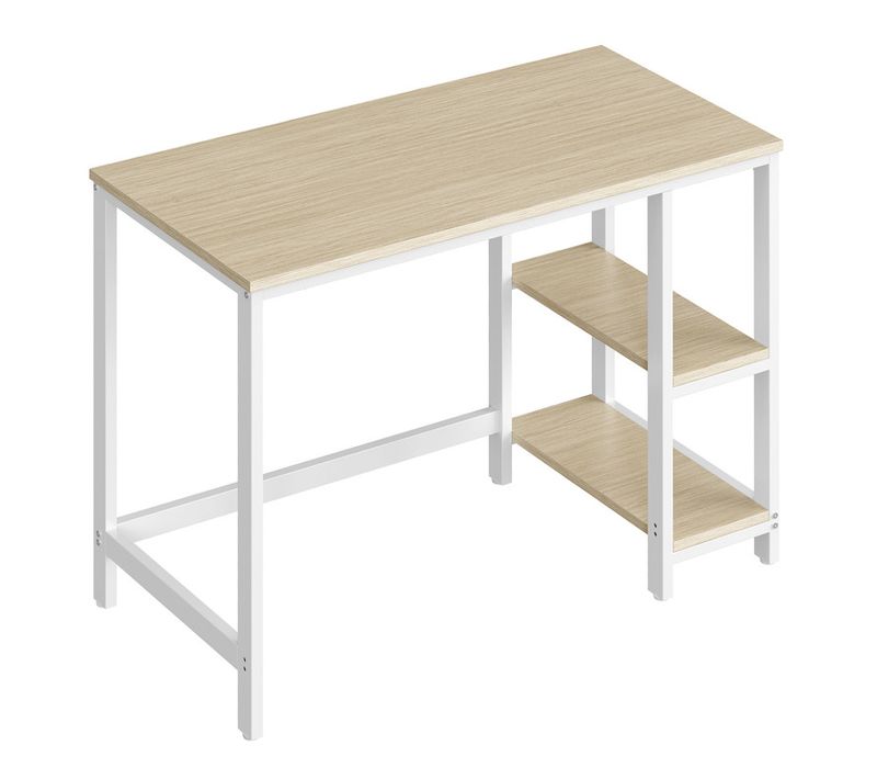Bureau D'ordinateur, 100 X 50 X 76 Cm, Style Moderne, Beige Naturel Et Blanc Perle