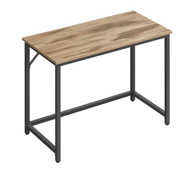 Bureau D'ordinateur, 100 X 50 X 76 Cm, Salon, Bureau Informatique, Marron Camel Et Noir D’encre