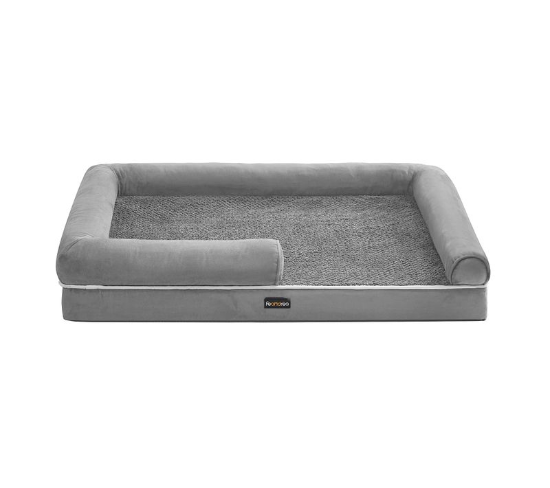 Panier Pour Chien, Bords Rehaussés, Housse Amovible Et Lavable, 120 X 85 X 20 Cm, Gris Clair