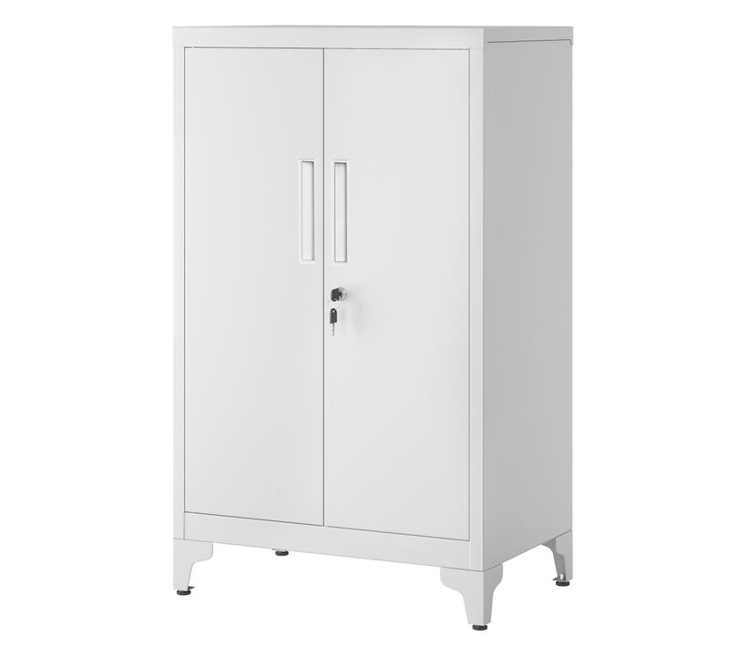 Caisson De Bureau, Armoire De Bureau à 2 Portes, Verrouillable, En Acier, Gris Mat