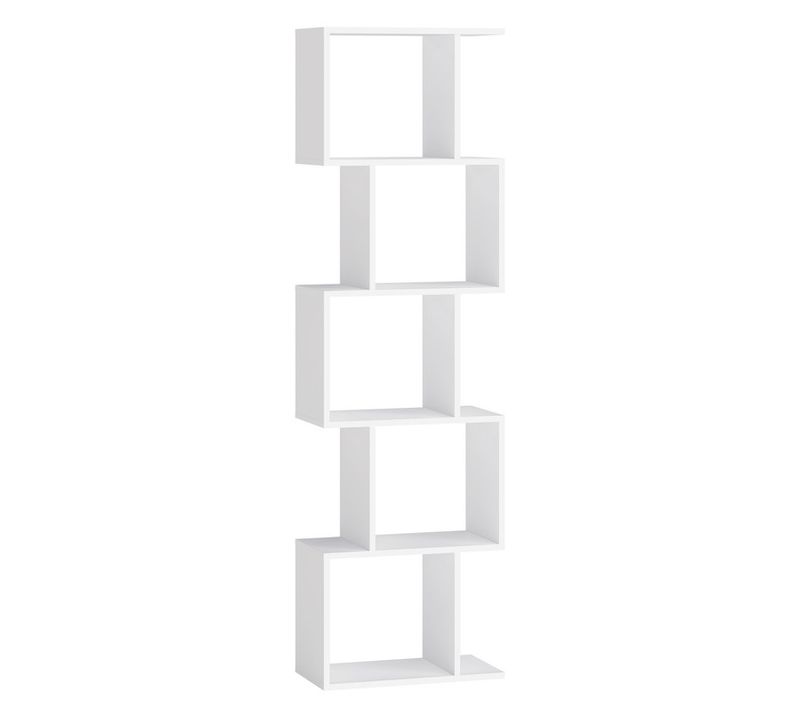 Bibliothèque à 5 Niveaux, 24 X 40 X 159 Cm, Cloison Séparateur, Blanc Nuage