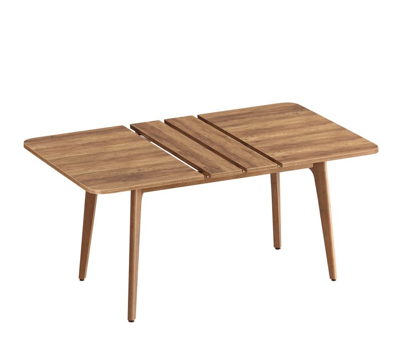 Table De Salle à Manger, Plateau Extensible, Capacité De Charge De 120 Kg, Design Épuré, Marron Miel