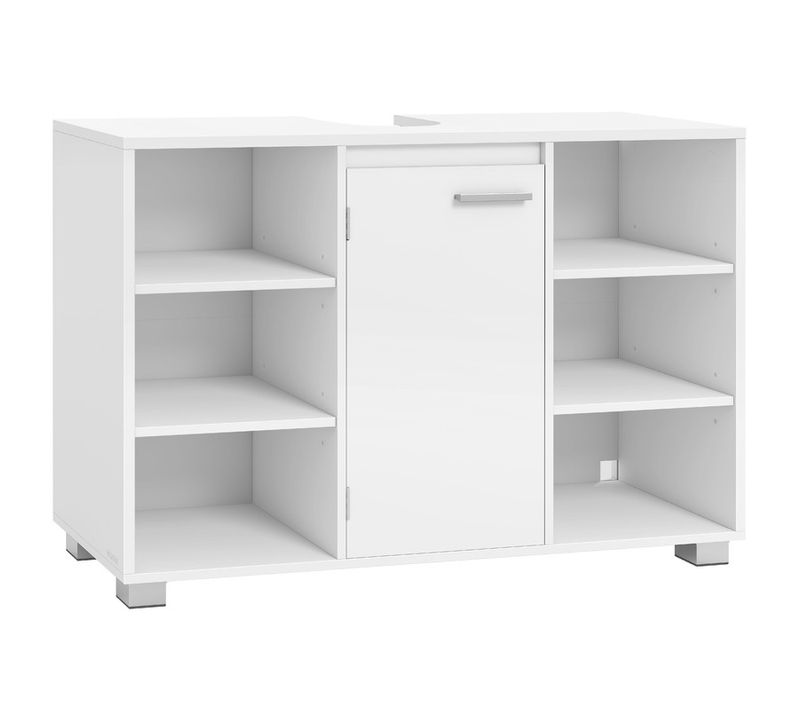 Meuble Sous Lavabo, Armoire De Salle De Bain Avec Étagères Réglables, 30 X 90 X 60 Cm, Blanc Nuage