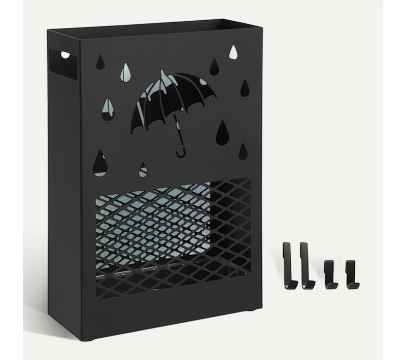 Porte-parapluies En Métal, Support à Rectangulaire, Avec Réceptacle D’eau Amovible, Noir