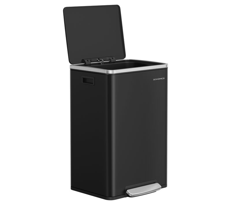 Poubelle De Cuisine 50 L, Avec 15 Sacs Poubelle, Seau Intérieur Amovible,  Noir D'encre