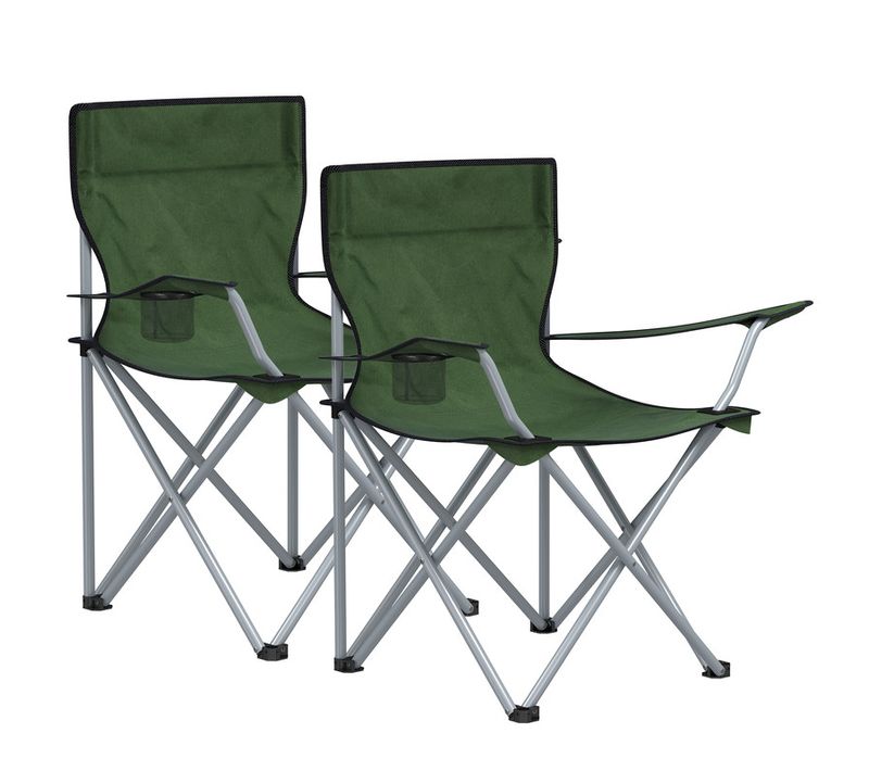 Chaise Pliante Camping, Lot De 2, Chaise De Pêche Extérieur, Avec Accoudoir, Porte-gobelet