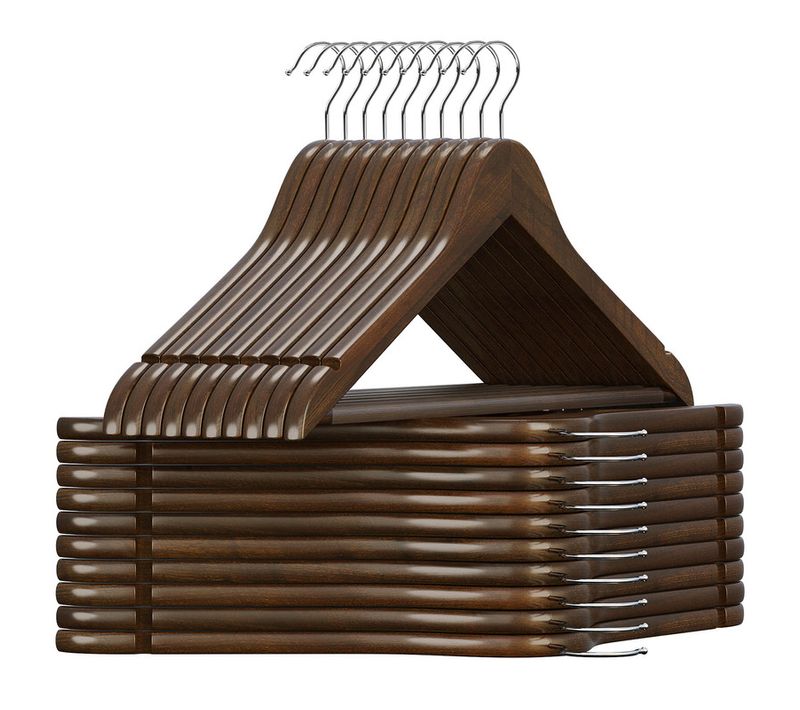 Cintre Bois, Lot De 20, Barre Antiglisse Pour Pantalons, Crochet Pivotant 360°