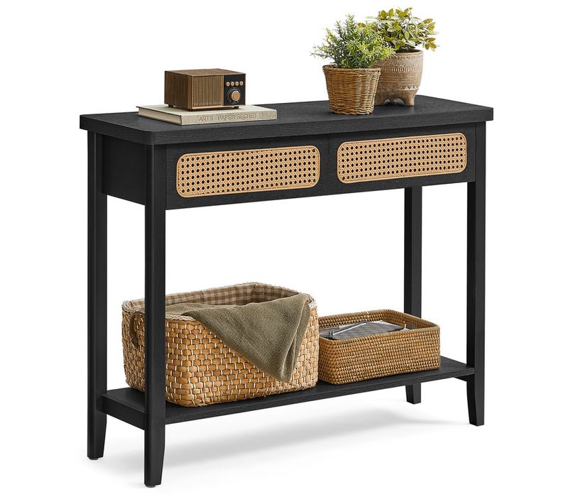 Table Console, Table D’entrée, Bout De Canapé Pour Salon, Avec 2 Tiroirs, Étagère Ouverte