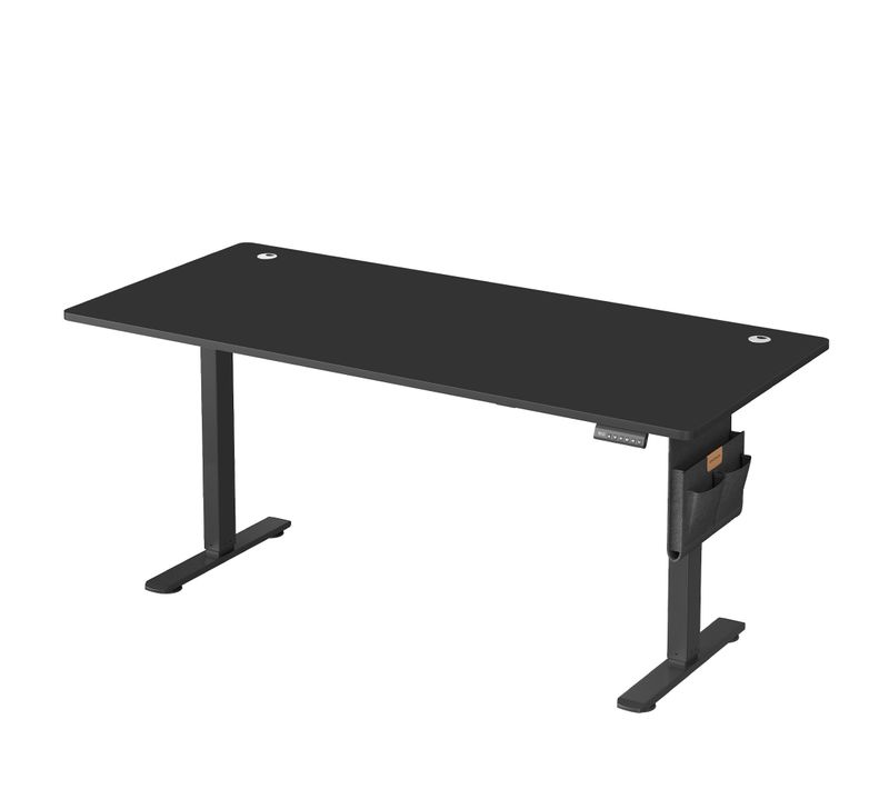 Bureau Électrique Réglable En Hauteur, 180 X 80 Cm,pour Télétravail, Noir D'encre