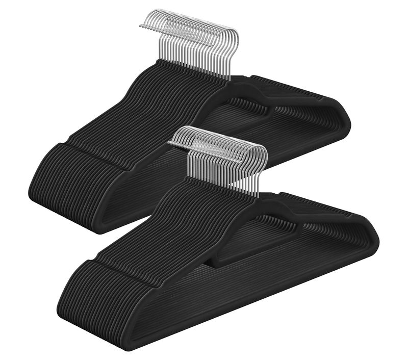 Cintres En Velours, Lot De 50, Abc Plus Flocage, Noir, 50 Pièces