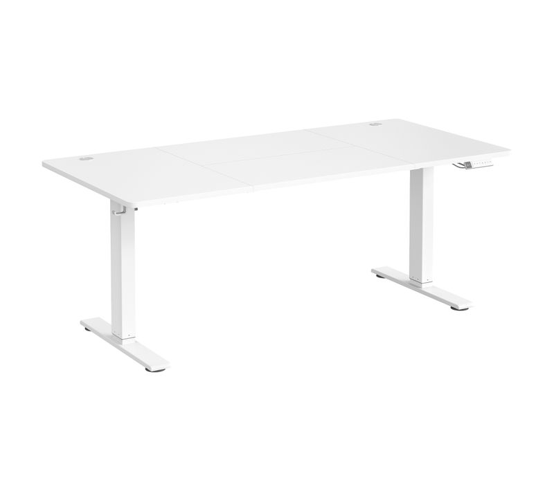 Bureau Assis-debout Réglable, 180 X 80 Cm, Avec Port USB-c, Fonction Mémoire 3 Hauteurs, Blanc