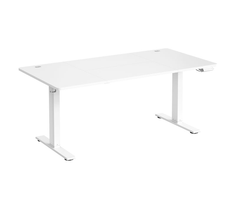 Bureau Assis-debout Réglable, 160 X 80 Cm, Avec Port USB-c, Fonction Mémoire 3 Hauteurs, Blanc