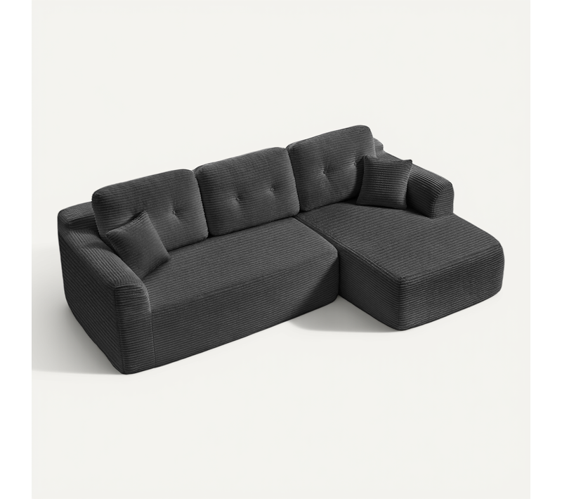 Canapé D’angle Compressé 244 Cm, Grande Méridienne à Droite, Gris