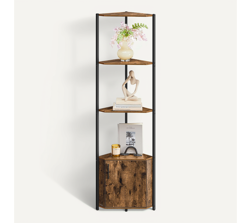 étagère D’angle, Avec Placard, Meuble D’angle à 5 Niveaux, étagère De Rangement