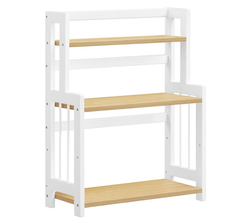 Étagère à Épices, 3 Niveaux, Organisateur De Bureau, Cadre En Bambou,chêne Naturel Et Blanc Nuage