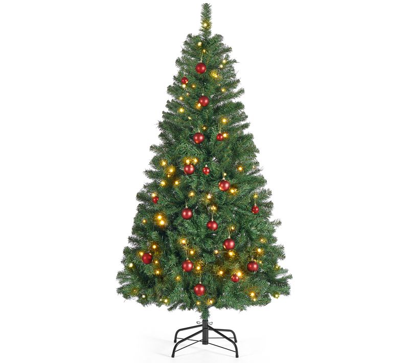 Sapin De Noël Artificiel, Avec Éclairage, Sapin De 180 Cm, Branches En Pvc, Avec Support En Métal