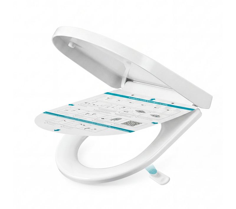 Abattant De Toilette Clipsable, Forme D Court, Lunette Wc Universel Avec Poignée, Plastique, Blanc