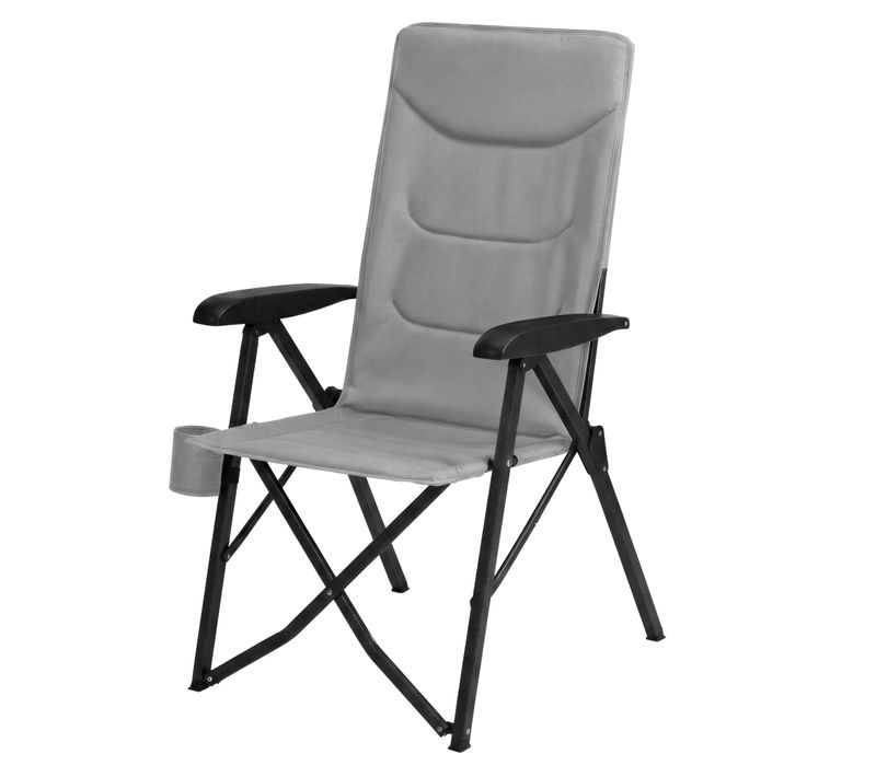 Chaise De Camping, Dossier Réglable 95°-150°, Porte-gobelet, Sac De Transport, Pêche, Jardin, Gris