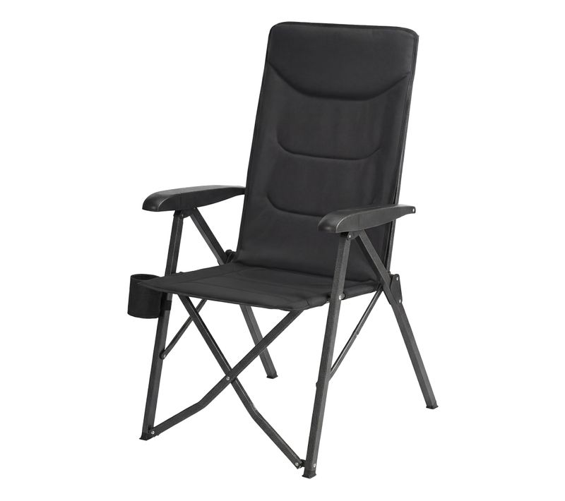 Chaise De Camping, Dossier Réglable 95°-150°, Porte-gobelet, Sac De Transport, Pêche, Jardin, Noir