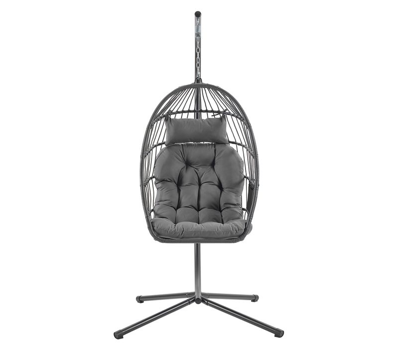 Fauteuil Suspendu Pliable à Hauteur Réglable, Avec Coussin, Pour Jardin, Balcon, Gris