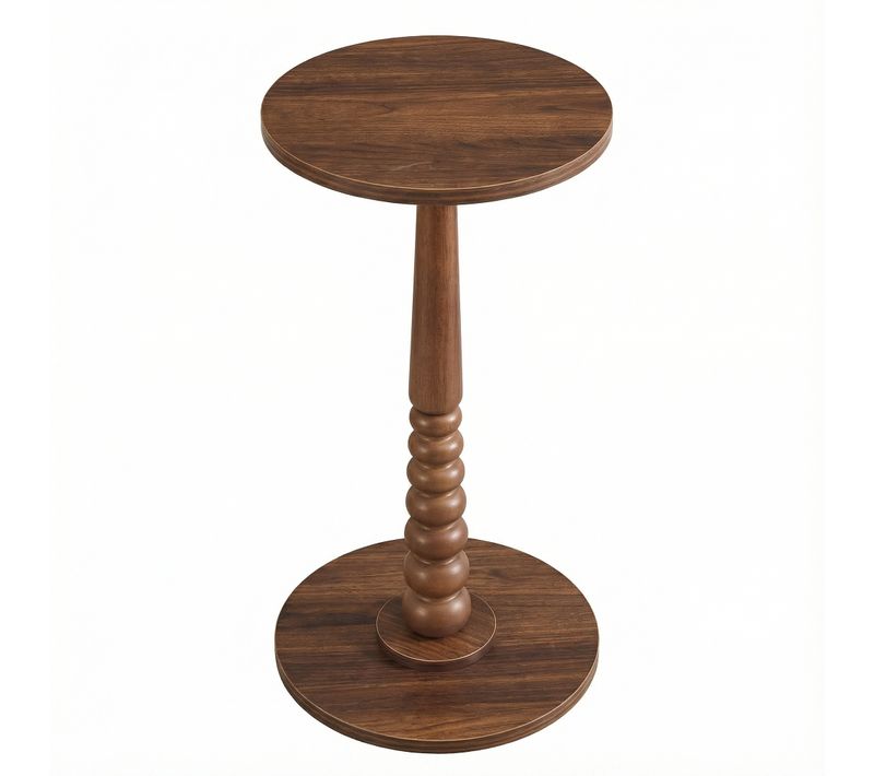 Petite Table Basse Ronde, Pieds En Bois, Table De Chevet Gain De Place, Style Moderne, Marron